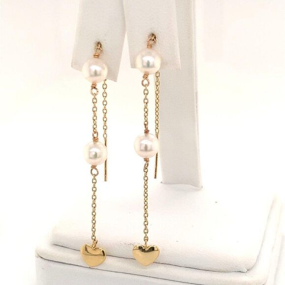 Akoya Pearl Earrings 14 KT Gold Certified $890 013428 - Picture 8 of 12